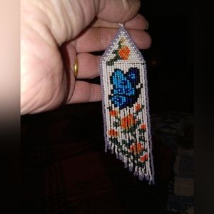 Hand crafted Native American style butterfly seed bead earrings